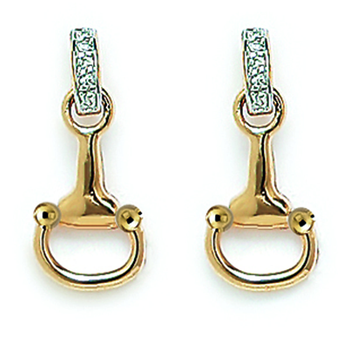 

Les Trésors De Lily [E9081] - Позолоченные белые позолоченные серьги Equestrian Beauty - 8x20 мм