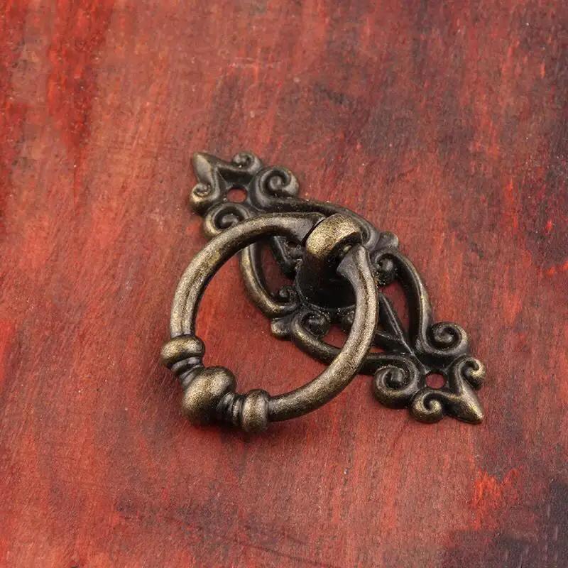 Cabinet Retro Handle Door Antique Alloy Handle Drawer Pull Ring Wood Case Handle Hanging Ring For Home Furniture DIY Decoraction