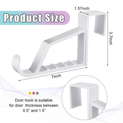 8 Pack Over The Door Hooks for Hangers - Extra Strong White Plastic Over Door Hook for Hanging Clothes, Towels Robes Hats Bag