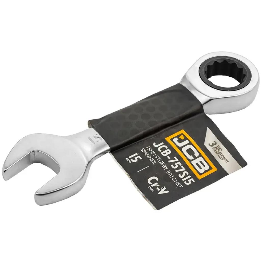 JCB Short Ratchet Combination Wrench 15mm Cr-V