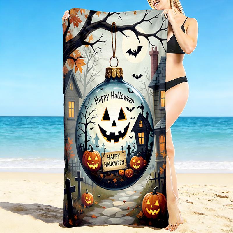 1Pc Halloween Ornament Jacko'Lanterns Beach Towel Quick Dry Multiuse For Beach Pool Gym Yoga Home Travel Christmas Halloween Xmas Gift S1516