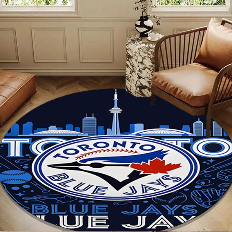 Blue Jays Logo Round mat, Anti-slip Circle Carpet Chair rug For livingroom,Bedroom, doormat home decor Gift Christmas Gifts