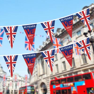 VE Day 80th Bunting Banner 80 Years Victory In Europe Bunting Flag Anniversary