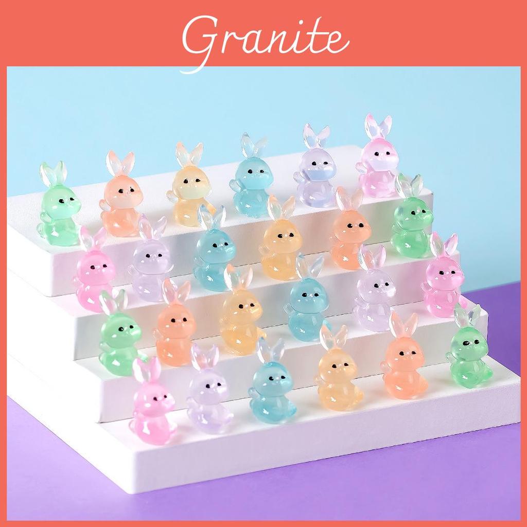 Adorable Cartoon Glow-in-the-dark Resin Rabbit Decorative Figurine For Desk