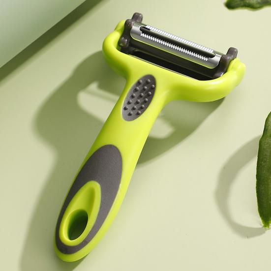 3-in-1 Peeler with Double-Knife Design Shredding Scraping Ergonomic Anti-Slip Handle Lightweight Portable Fruit Vegetable Peeler Kitchen Tool