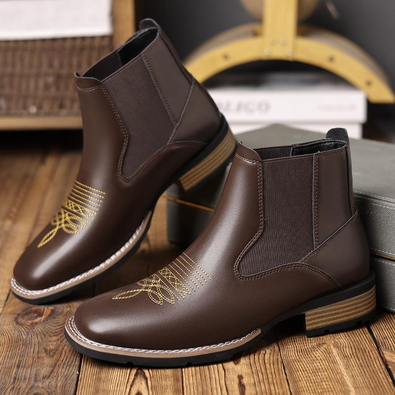 R007 Chelsea Boots Embroidered Pullover Chelsea Boots Men's Martin Boots, Foreign Trade