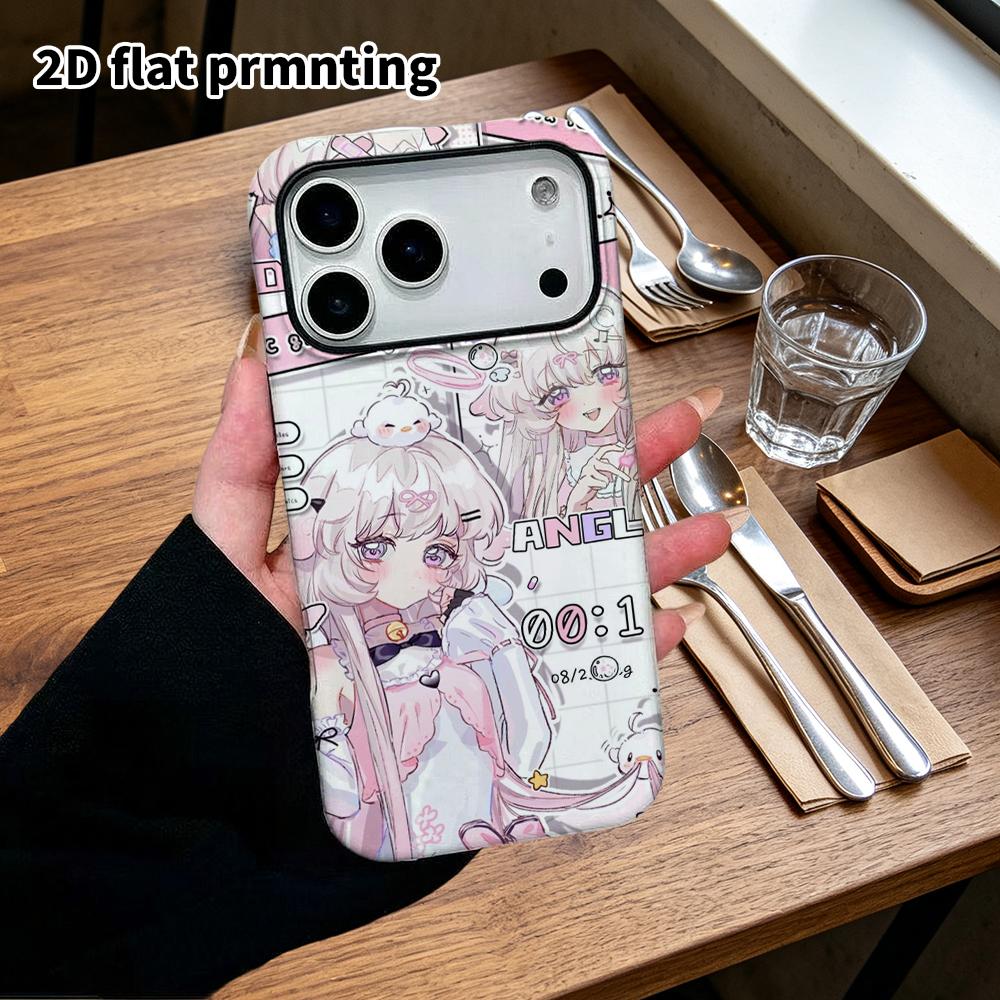 Phone Case: 2D flat, suitable for iPhone 18, 17, 16, 15, 14, 13, 12Pro protective case, anime girl, perfect Christmas and Halloween holiday gift