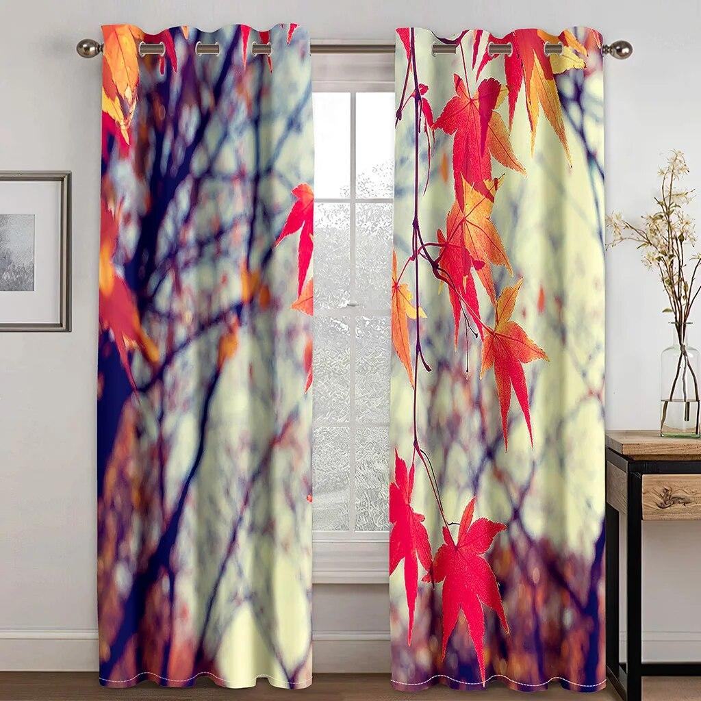 Forest Printed Curtains Jungle Tree Nature Scenery Window Drapes for Living Room Bedroom Waterfall Biparting Open