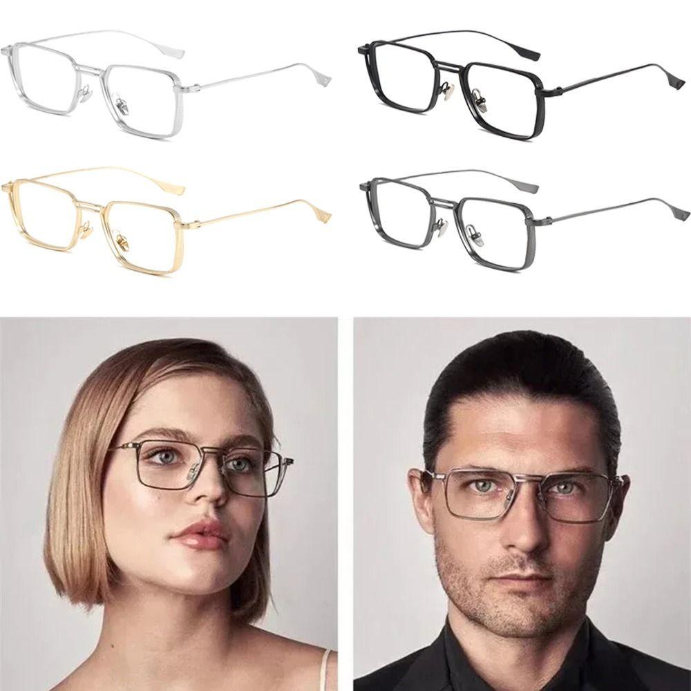 Metal Frame Anti Blue Light Glasses Square Frame Optical Eyeglasses Men's Eyewear  Reading