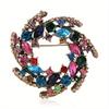 European and American Style Multi-Colored Floral Wreath Brooches, Fashionable Rhinestone Pins, Versatile and Elegant Suit Accessories