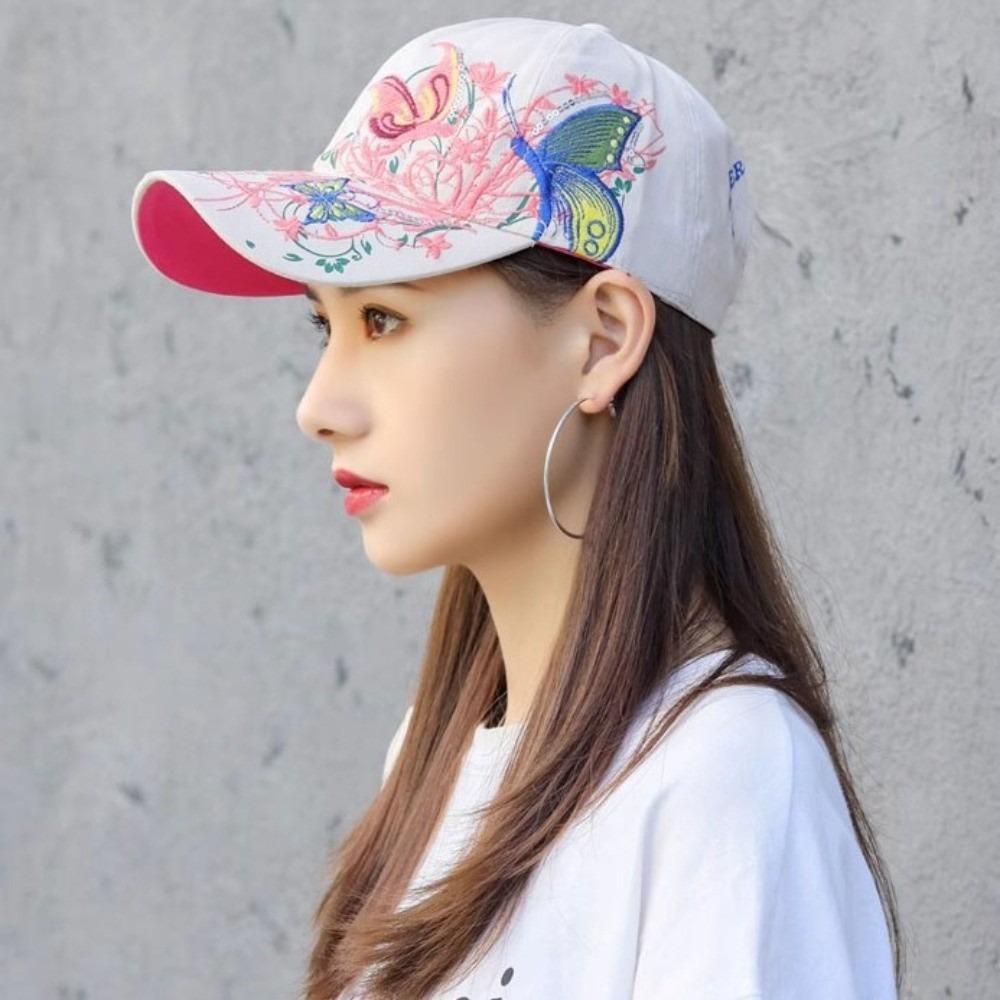 Embroidered Butterfly Baseball Cap Sequin Cotton Baseball Cap Cute Peaked Cap Outdoor
