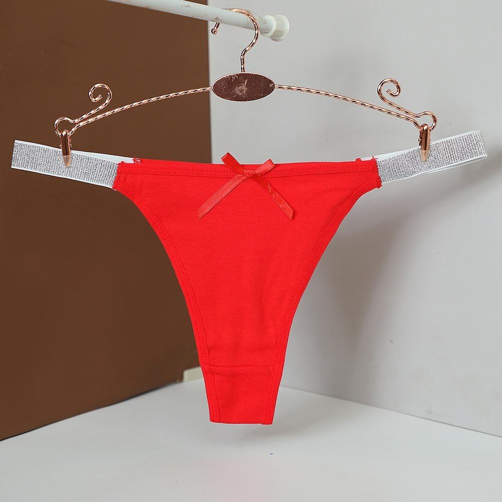 Silver Thin Belt Bowknot Panties Bow Cotton Thong Sweet Women's Briefs  Lingerie