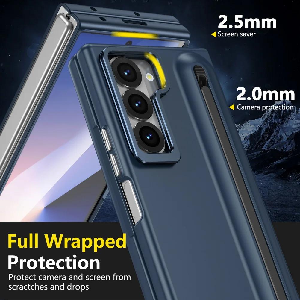 Original High Quality Lens Bracket Case For Samsung Z Fold 7 6 5 4 3 with Stylus and Tempered Glass Film Anti-drop Protect Cover