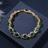 New Green Zirconia  Gold Plated Wedding  Jewelry Sets For Women Flower Style Earrings Necklace Adjustable Ring Bracelet