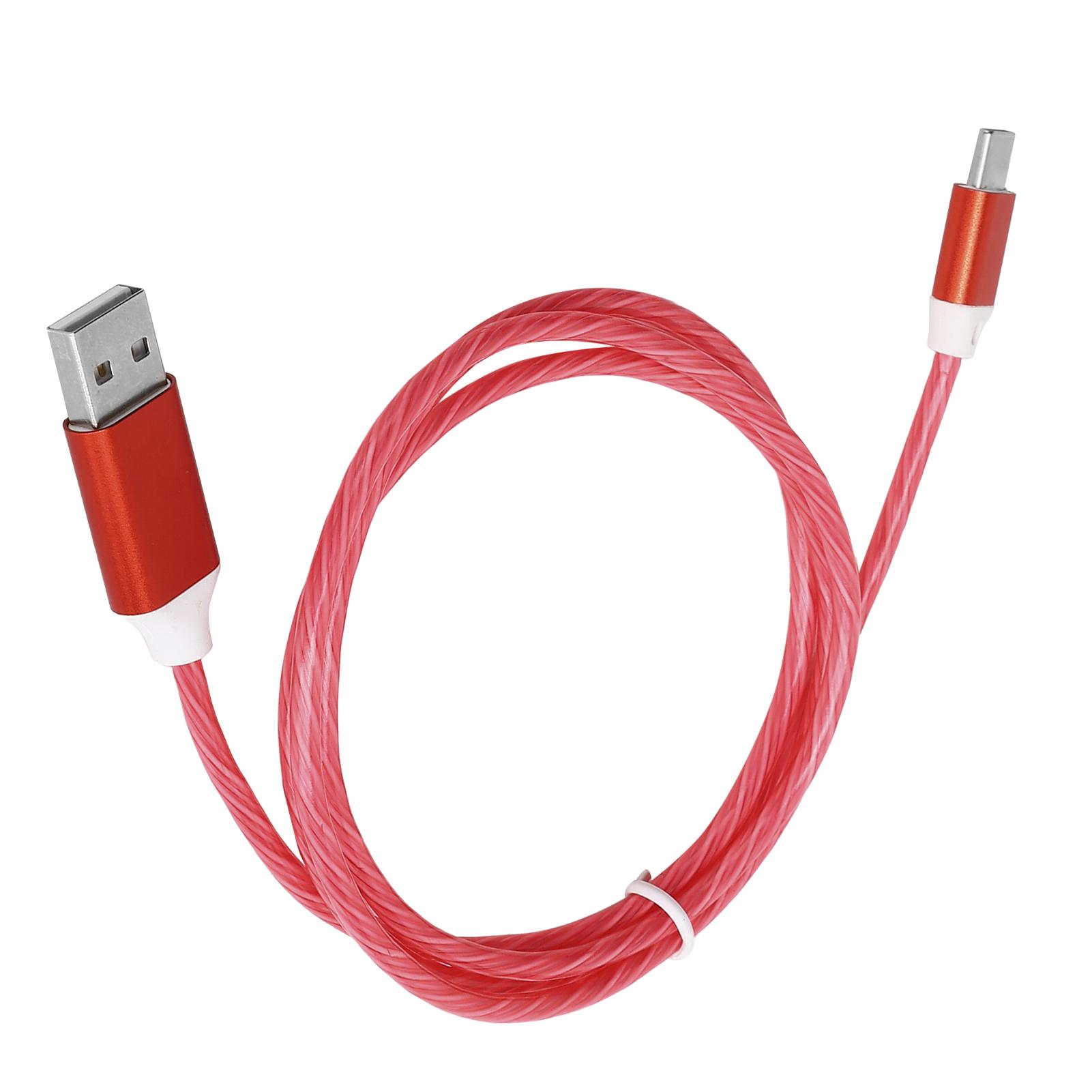 

Кабель для зарядки USB-TypeC со светодиодной подсветкой, шнур для быстрой зарядки USB-C, кабель для зарядки(красный ) красный