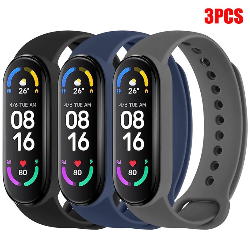 1-3Pcs Official Watchband For Mi Band 7 6 4 5 3 Bracelet Xiaomi Mi Band Strap Silicone Sport Replacement Smartwatch Accessories