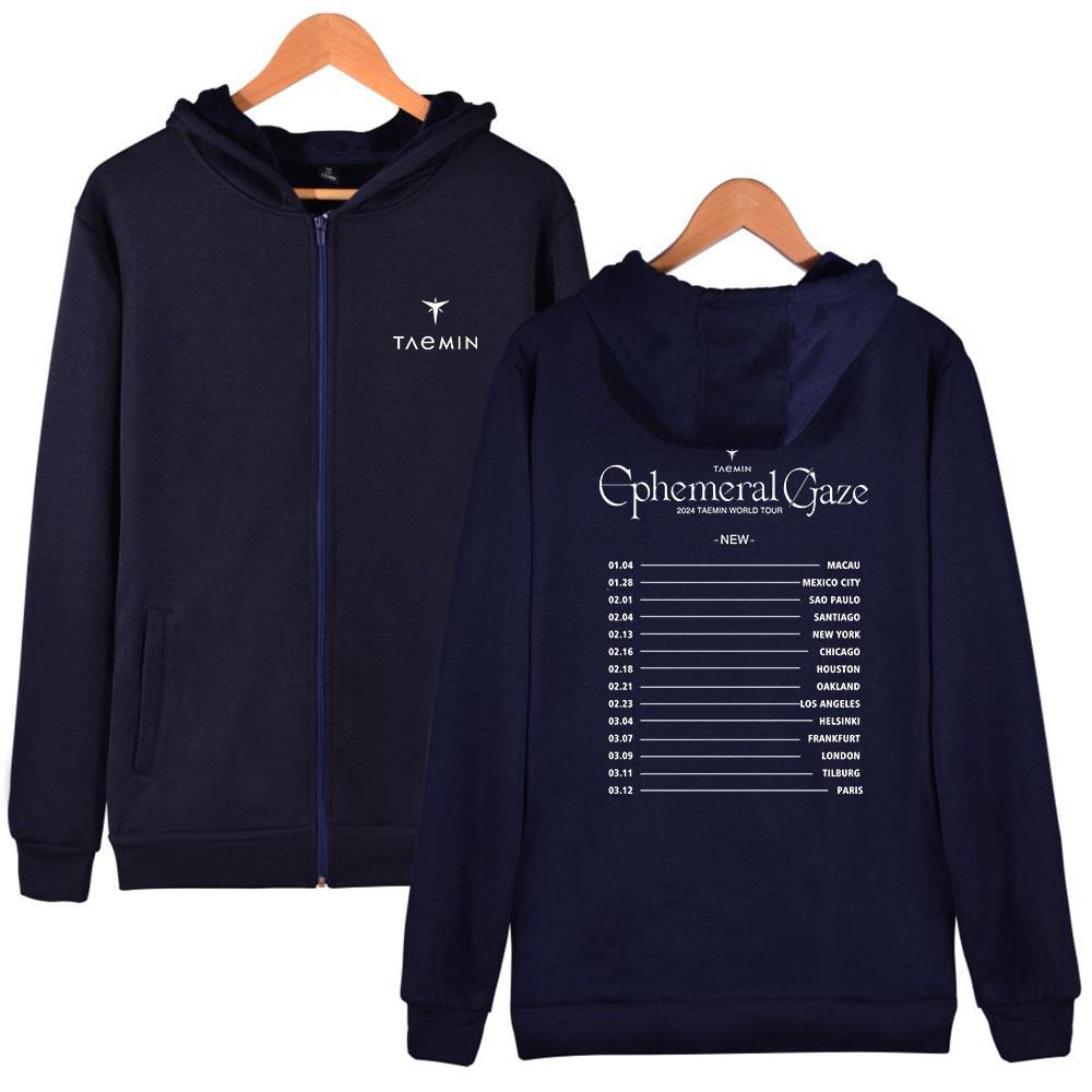 Autumn/Winter Zipper Cardigan Men Women's Casual Sweatshirt Taemin Ephemeral Letters Printed Hoodie Fashion Hip Hop Street Apparel