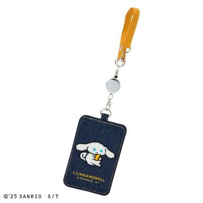 Sanrio I.CINNAMOROLL Sagara Embroidered Pass Case With Reel ( Blue ) Japan NEW