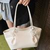 with Pendant Commuting Handbag PU Leather French Tote Bag Autumn Winter Underarm Bag  Travel
