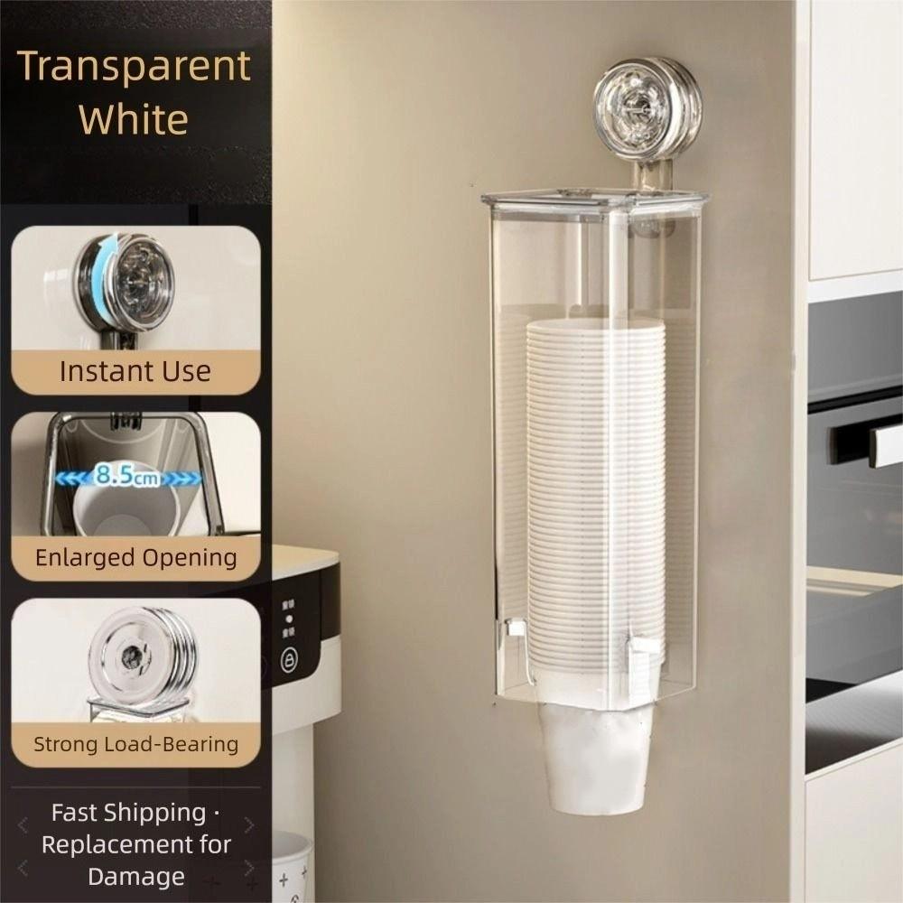 Clear Design Disposable Cup Dispenser Suction Cup Cup Picker Paper Cup Storage Rack  for Kitchen