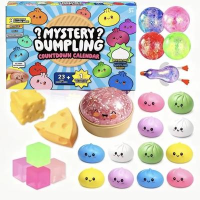 Advent Calendar Dumpling Squishy Suprise Anti-stress Soft Fidget 24 Day Countdown Calendar Xmas Christmas Party Gifts