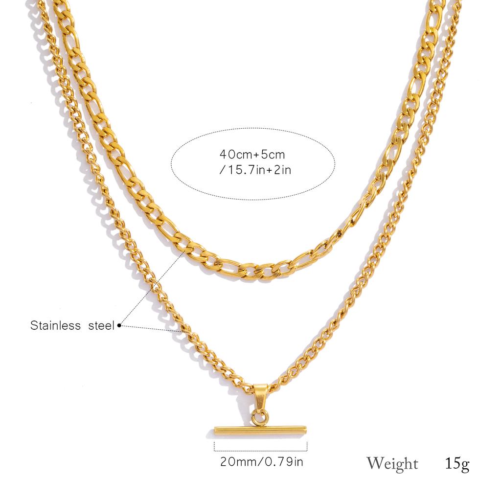 Mehrschichtige Halskette für Damen Minimalistisch Stapelbar - 18 Karat Vergoldeter Edelstahl Hypoallergen Eleganter Doppelketten Schmuck
