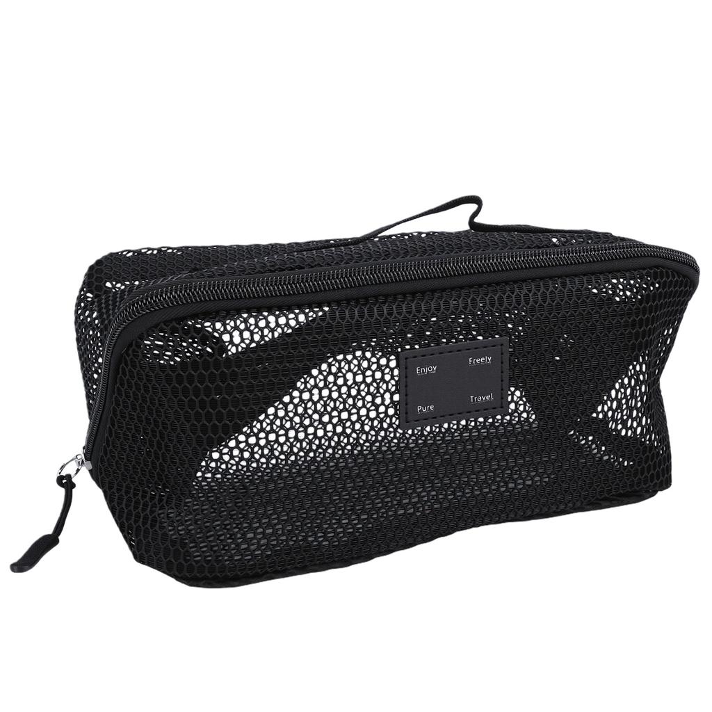 Mesh Makeup Bag Large Capacity Open Flat Toiletry Bag Travel Organizing   Pouch for Women