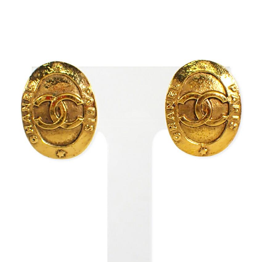 [Pre-owned] CHANEL Gold Coco Mark Earrings / j72-27
