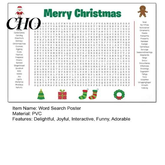 Thanksgiving Word Search Giant Thanksgiving/Christmas Poster 36 X 22 Inch Fun Activity Puzzle Wall Game PVC Reusable Holiday for Family Friendly