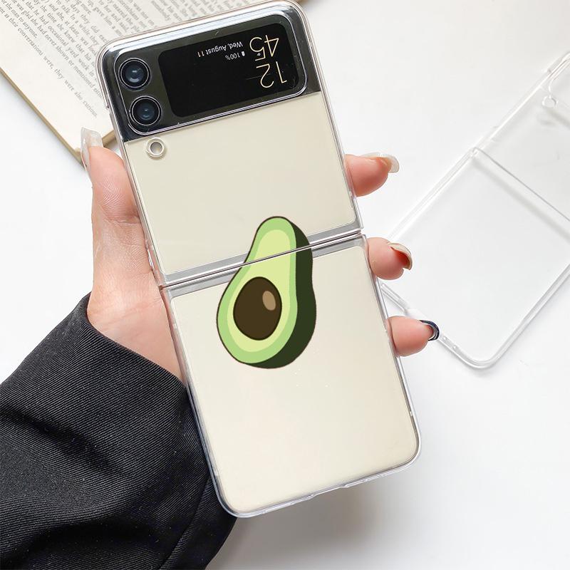 Cute Avocado Baby Yoga Fashion Phone Case For Samsung Galaxy Z Flip 3 4 5 6 7 Hard Folding Z Flip4 PC Cover Protector Gift