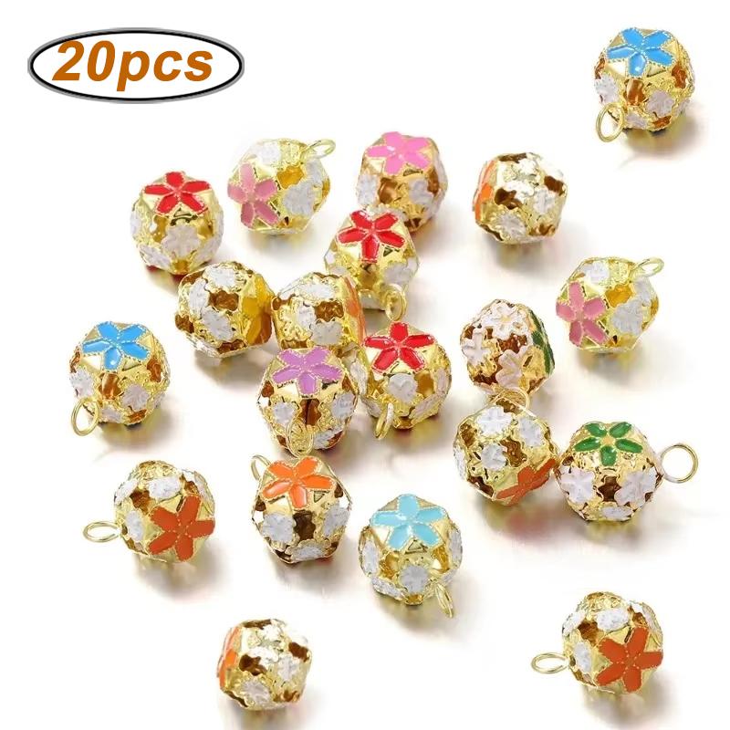 10/20PCS Vintage Bells Charms Cherry Blossom Iron Bells Janpanese Hollow Bells Pendant for DIY Craft Keychain Hanging