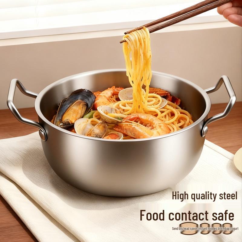Korean Stainless Steel Double-Ear Bowl: Instant Noodles, Yogurt, and Small Hot Pot
