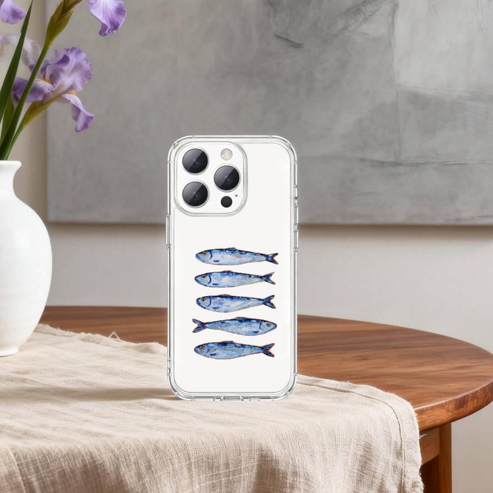 

F-Fish Funny Sardines Phone Case For iPhone17p 16 15 14 13 12 11 Mini Pro Max Plus Transparent Cover iPhone13