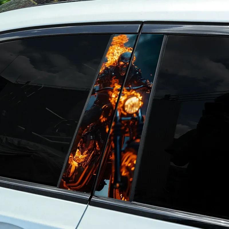 1pc/2pcs Skull Evil Rider Car Stickers for B-pillar Vinyl Decals Waterproof Auto Center Pillar Sticker Cover Scratches Decors