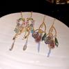 Diamond-set Colorful Retro Round Fringed Earrings Bohemian Style Ear Hooks Light Luxury High-end Earrings