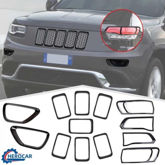 For 2014-16 Jeep Grand Cherokee Grille Taillight Fog Lamp Cover Frame Trim Bezel