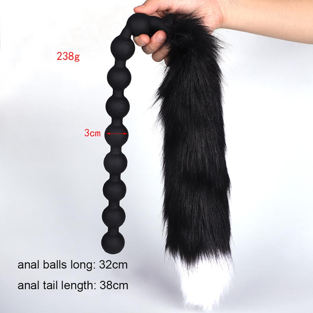 Huge 9 Ball Anal Plug Tail Sex Toys For Men Women Anal Dilator Soft Butt Plug with Tail Anal Beads Sex Party Erotic Toy Butplug