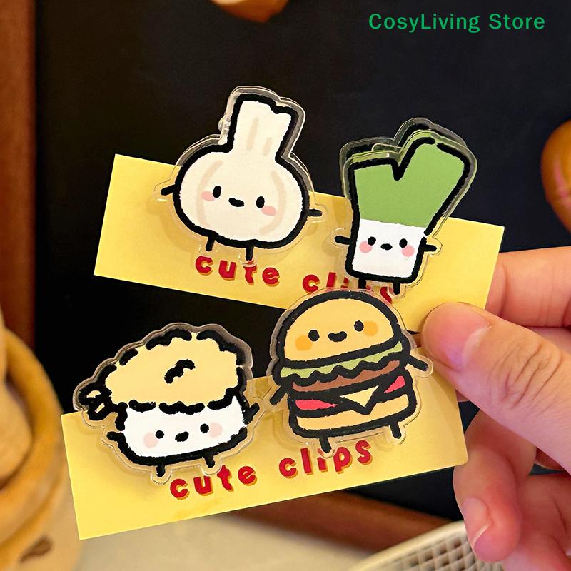1 Paar Süßer INS Animierter Obst-Siegelclip Notizclip Cartoon-Dekoration Geschenk Acrylclip Büroaccessoires