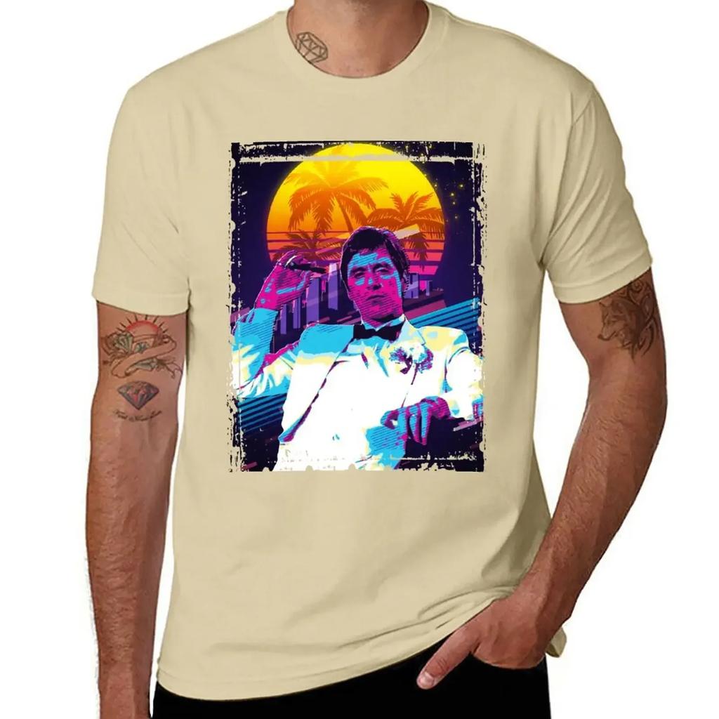 Classic Cinema Art Scarface Movie Print Featuring Al Pacino Tshirt Customs Boys Whites Workout Shirts For Unisex