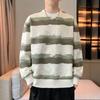 Men's Watercolor Stripe Crew Neck Sweatshirt Casual Loose Pullover Top