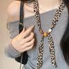 Coffee Blue Retro Wood Beads Long Silk Women Versatile Streamer Neck Protection Scarf New Small Scarf Spring, Summer and Autumn