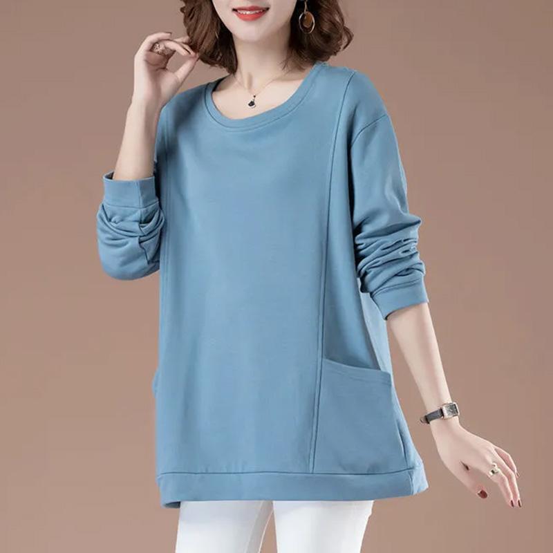 Sweatshirt for Women Cotton Oversize Loose Round Neck Casual Pullover Long Sleeve Top Sweatshirt