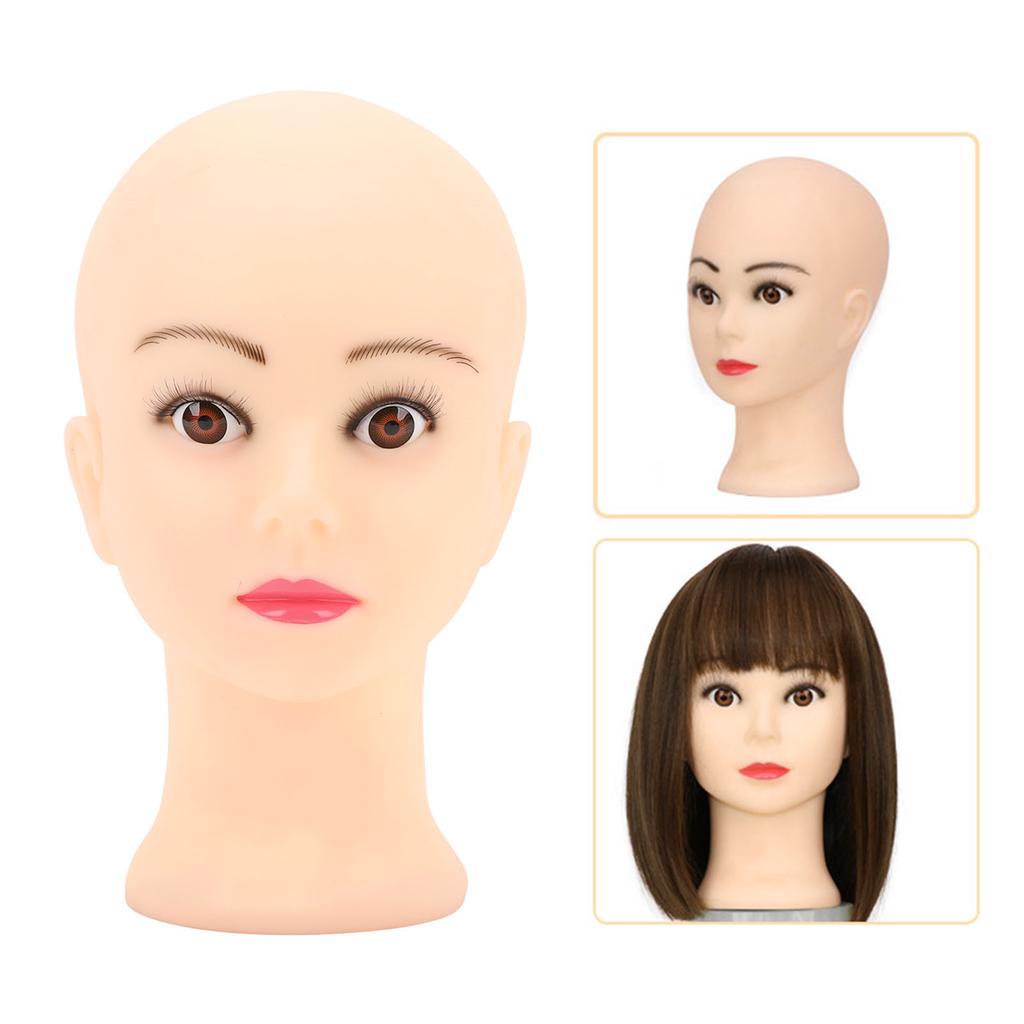 Bald Mannequin Head PVC Soft Delicate Bald Head Model with Universal Bracket Interface for Makeup Wig Hat Display