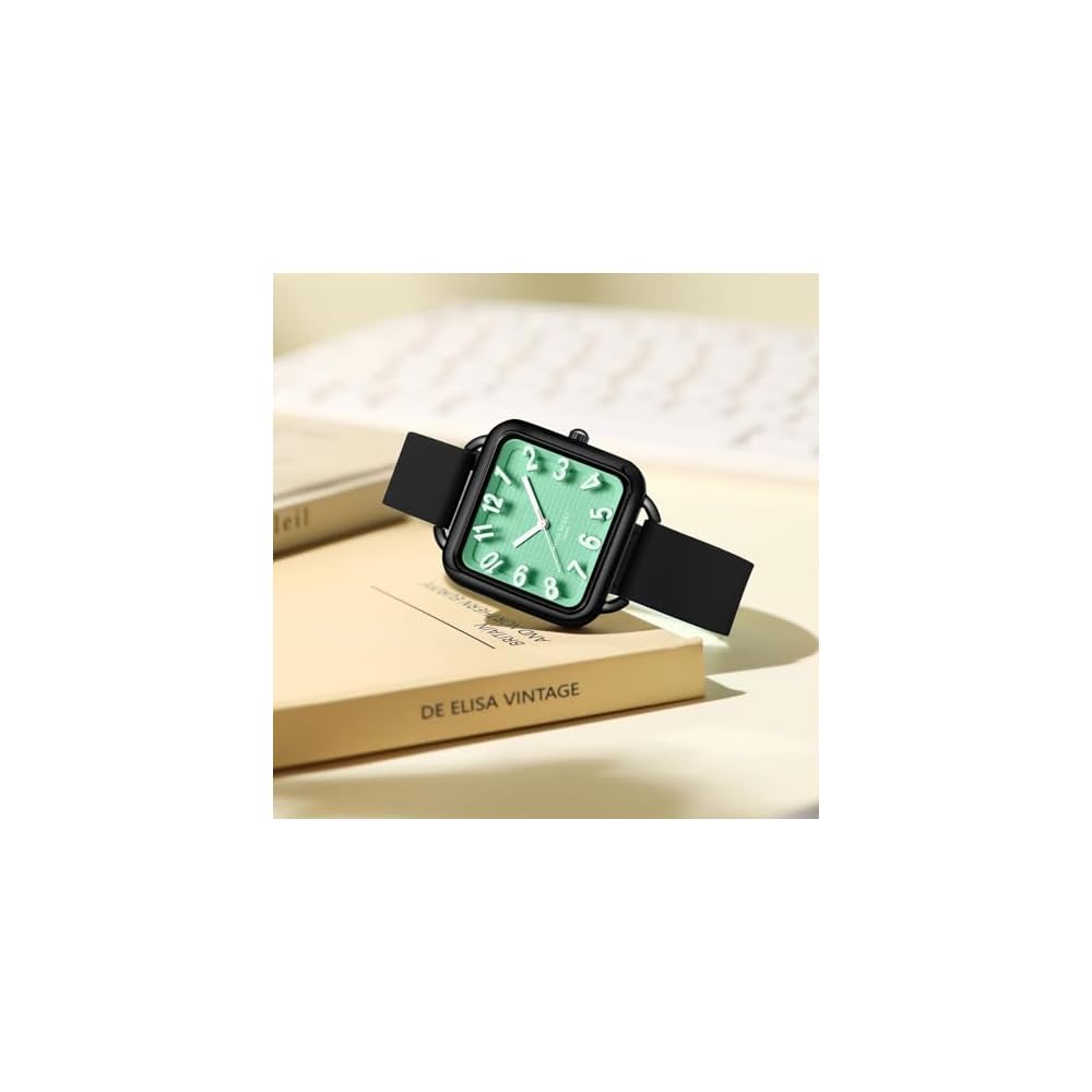 Findtime Unisex Analog Watch Square Face Large Display Waterproof Lightweight 5ATM Casual Silicone Band