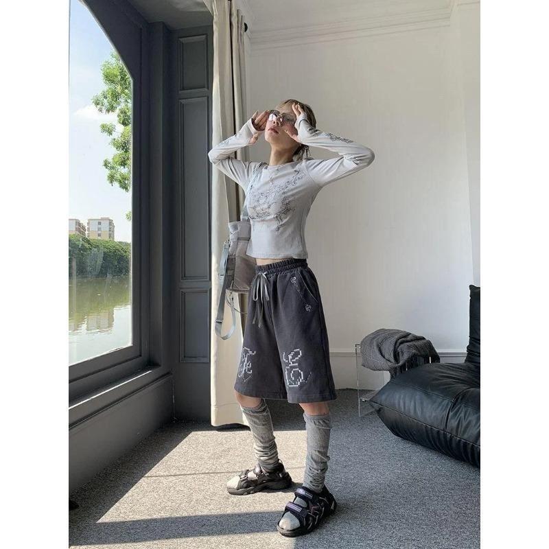 Slim Long Sleeve Blouse Ladies Temperament Spring and Autumn O Collar Printed Thin Blouse Grey