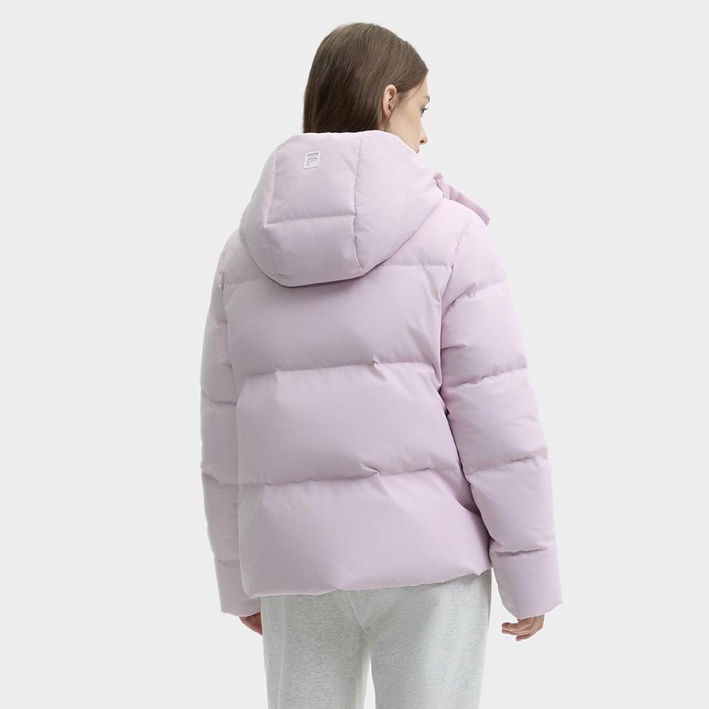 Fila Solid Color Simple Warm Versatile Casual Hooded Puffer Jacket Women Outerwear Dark-Pink F51W449902FPK