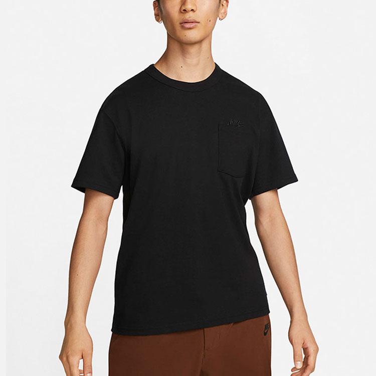 Nike Solid Color Pocket Crew Neck T-Shirt Men Tops Black DQ9296-010