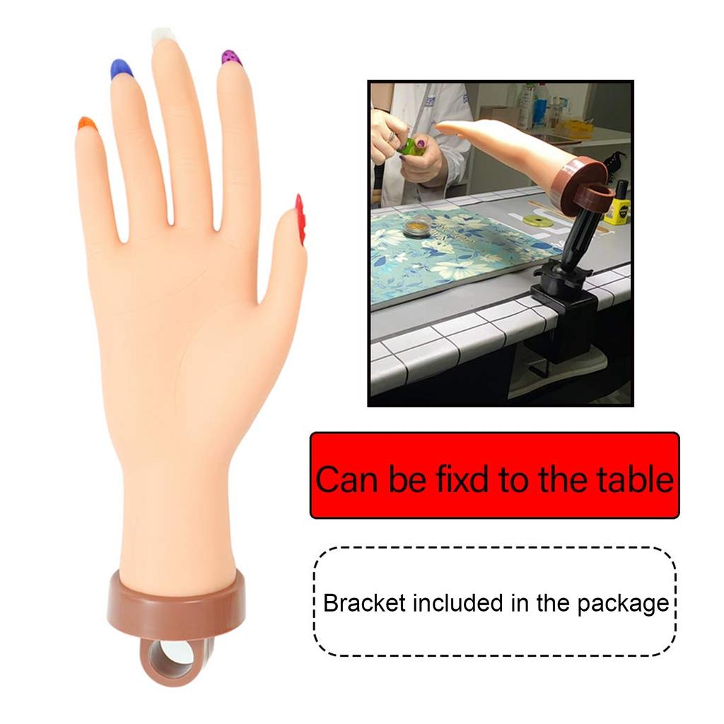 Nail Art Practice Hand Flexible Bendable Mannequin Hand Fake Hand for Nail Art Practice with Bracket