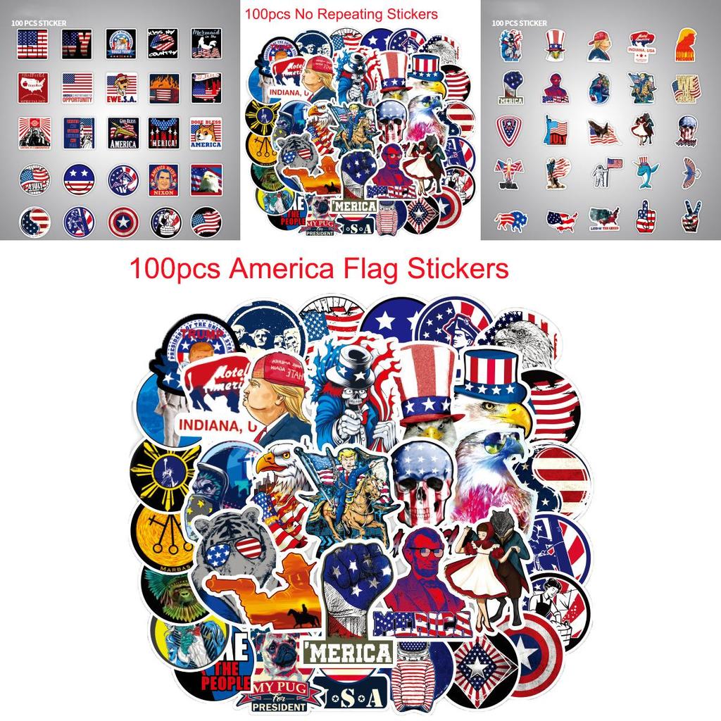 Ameryka 100 szt. Naklejki Flaga USA Trump Laptop Rower Samochody Wodoodporne Deskorolka