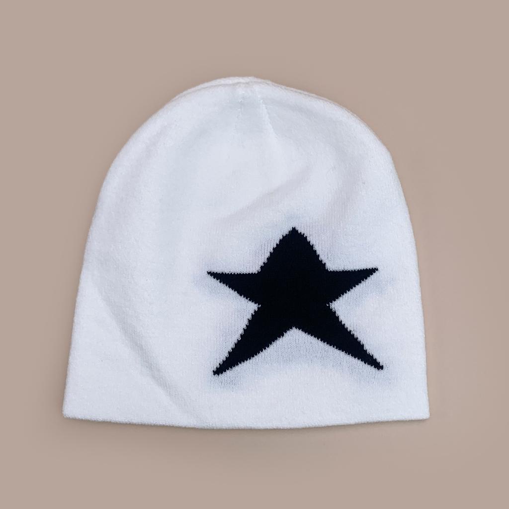 Pentagram Jacquard Simple Knitted Hat Men And Women Warm Street Personality Hip Hop Skateboard Pullover Hat